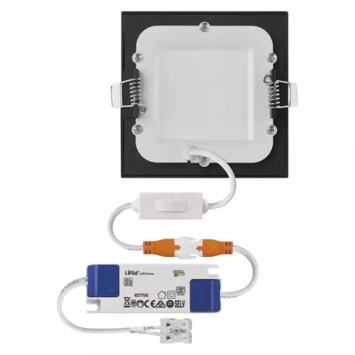LED süllyesztett lámpatest NEXXO, négyzet, fekete, 12W, CCT