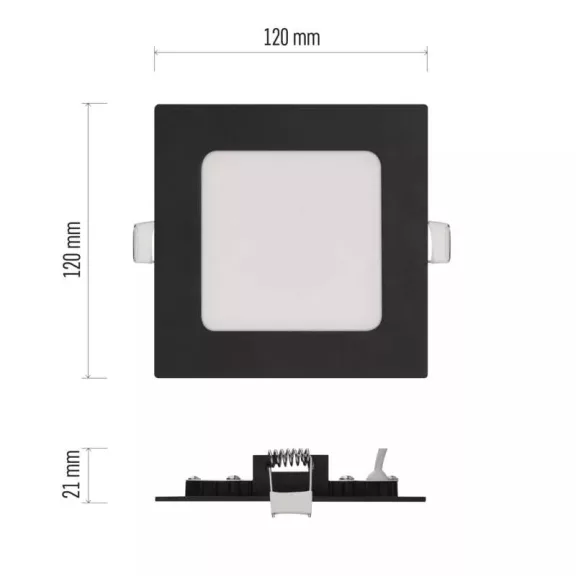 LED süllyesztett lámpatest NEXXO, négyzet, fekete, 12W, CCT
