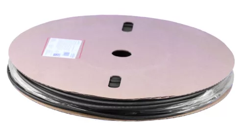 Zsugorcső, vékonyfalú, 3:1zsugorodás 4,8/1,6mm, gyantás, fekete, dobon