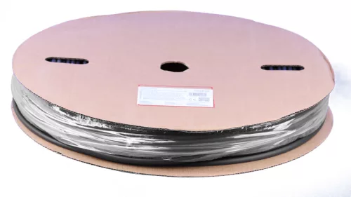 Zsugorcső, vékonyfalú, 3:1zsugorodás 6/2mm, gyantás, fekete, dobon