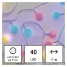 Fényfüzér színes gömb 4m 40LED IP44 időzítős