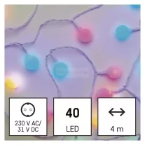 Fényfüzér színes gömb 4m 40LED IP44 időzítős