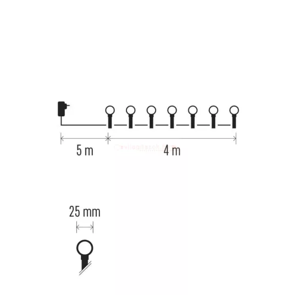 Fényfüzér színes gömb 4m 40LED IP44 időzítős