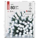 Fényfüzér hideg fehér golyók 8m 80LED IP44 programokkal