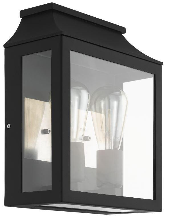 SONCINO kültéri fali lámpatest E27 2x60W fekete/áttetsző